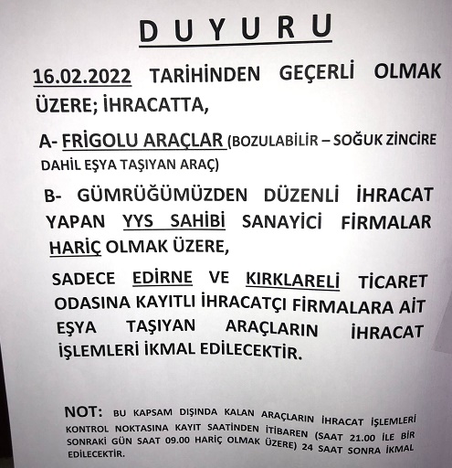 İHRACATI ENGELLEMEK BU OLSA GEREK!